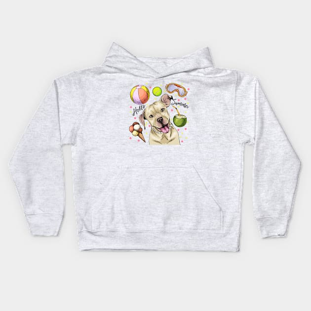 Pitbull Hello Summer Kids Hoodie by Mako Design 